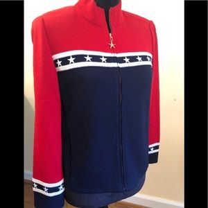 Red and navy St John Sport cardigan sweater